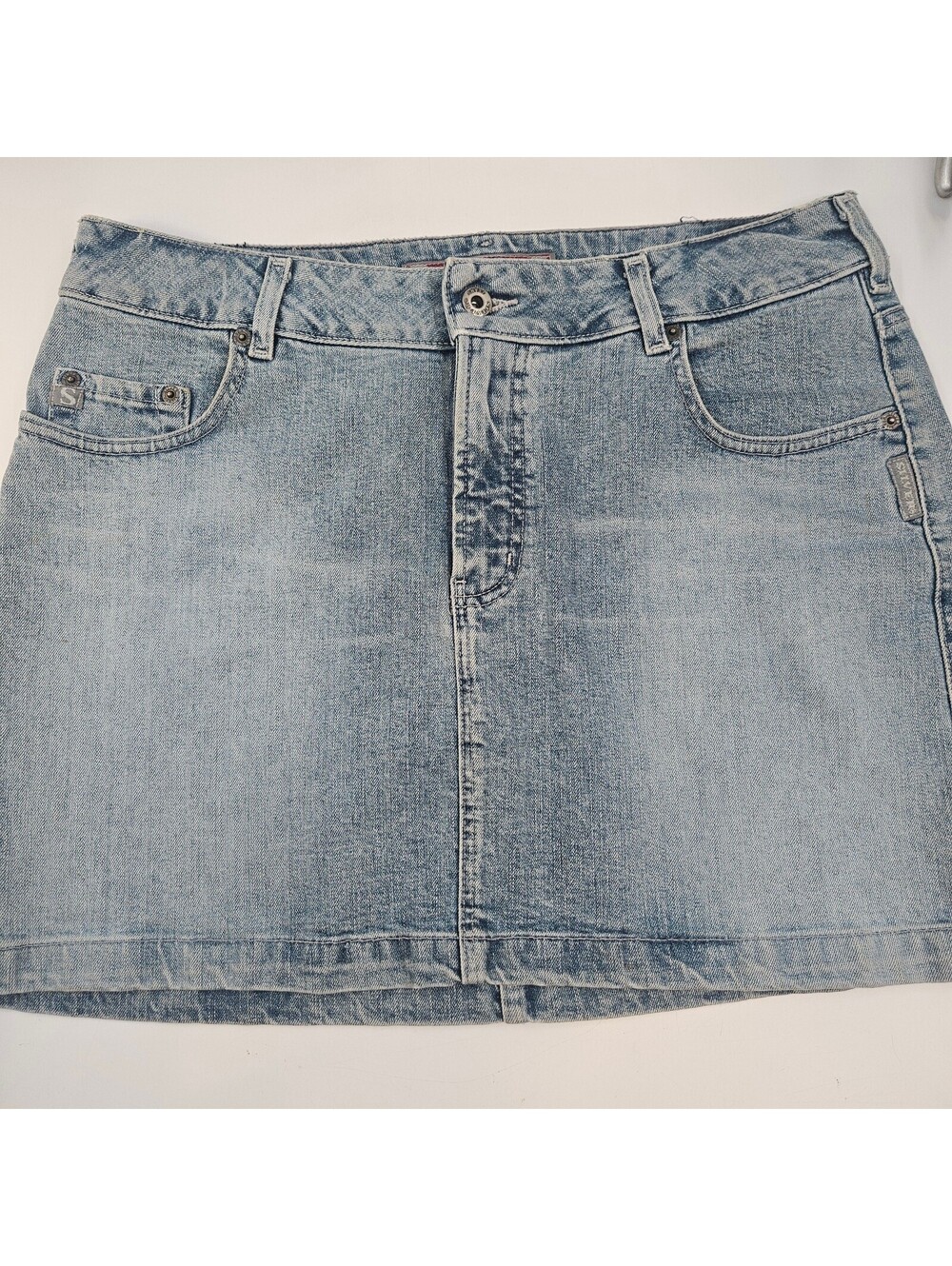 Vintage Silver Jeans Denim Mini Skirt Light Wash Y2K Made in Canada Sz 32